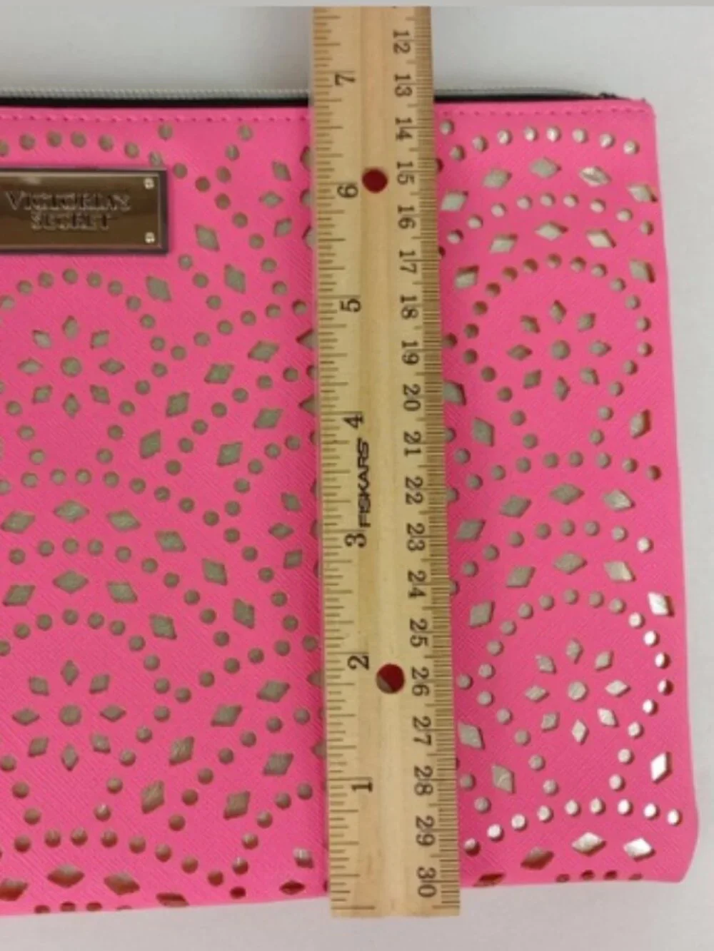 NWOT Victoria's Secret Hot Pink Gold Make Up‎ Bag Clutch Purse